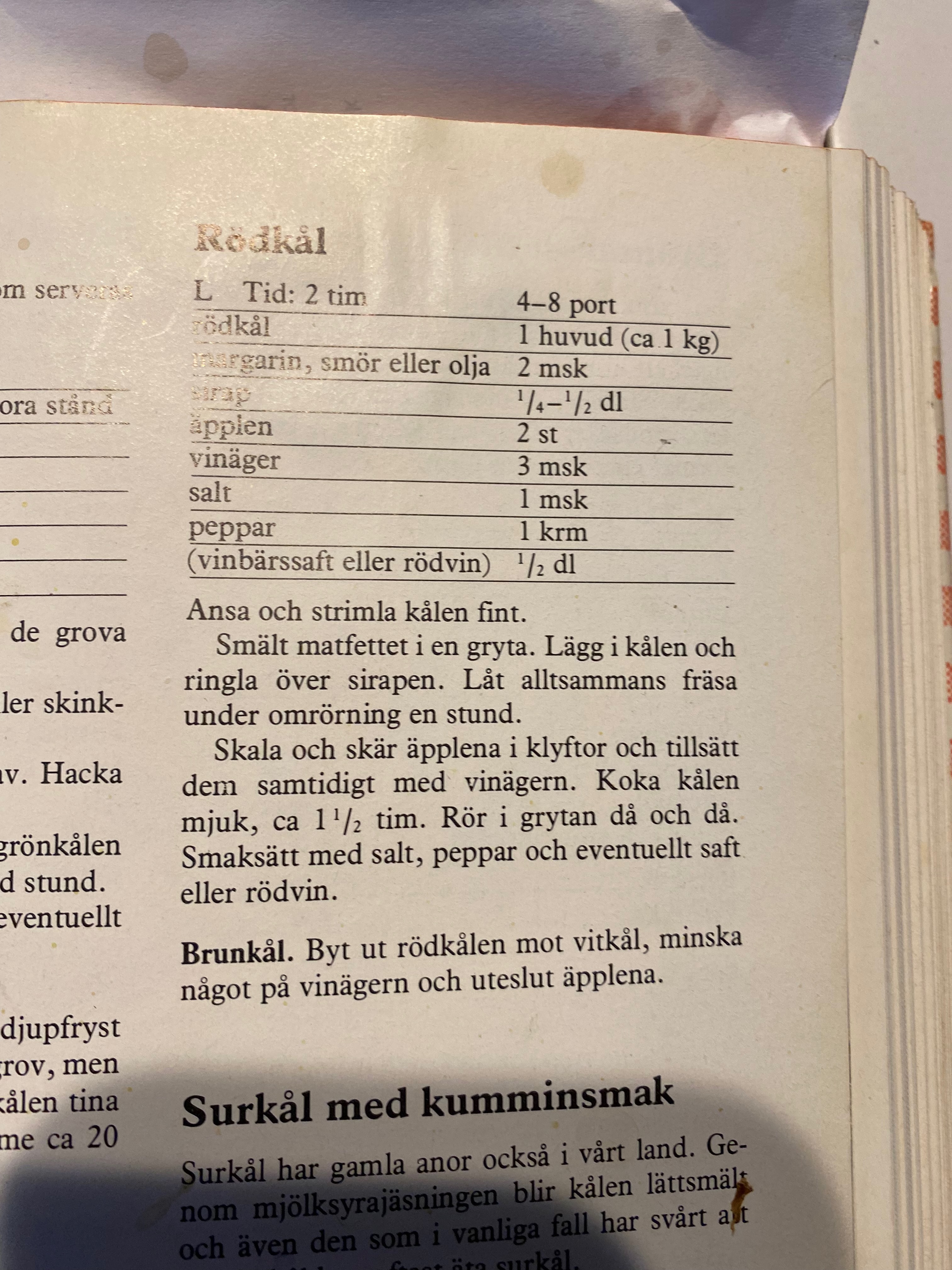 Original recipe, written in Swedish